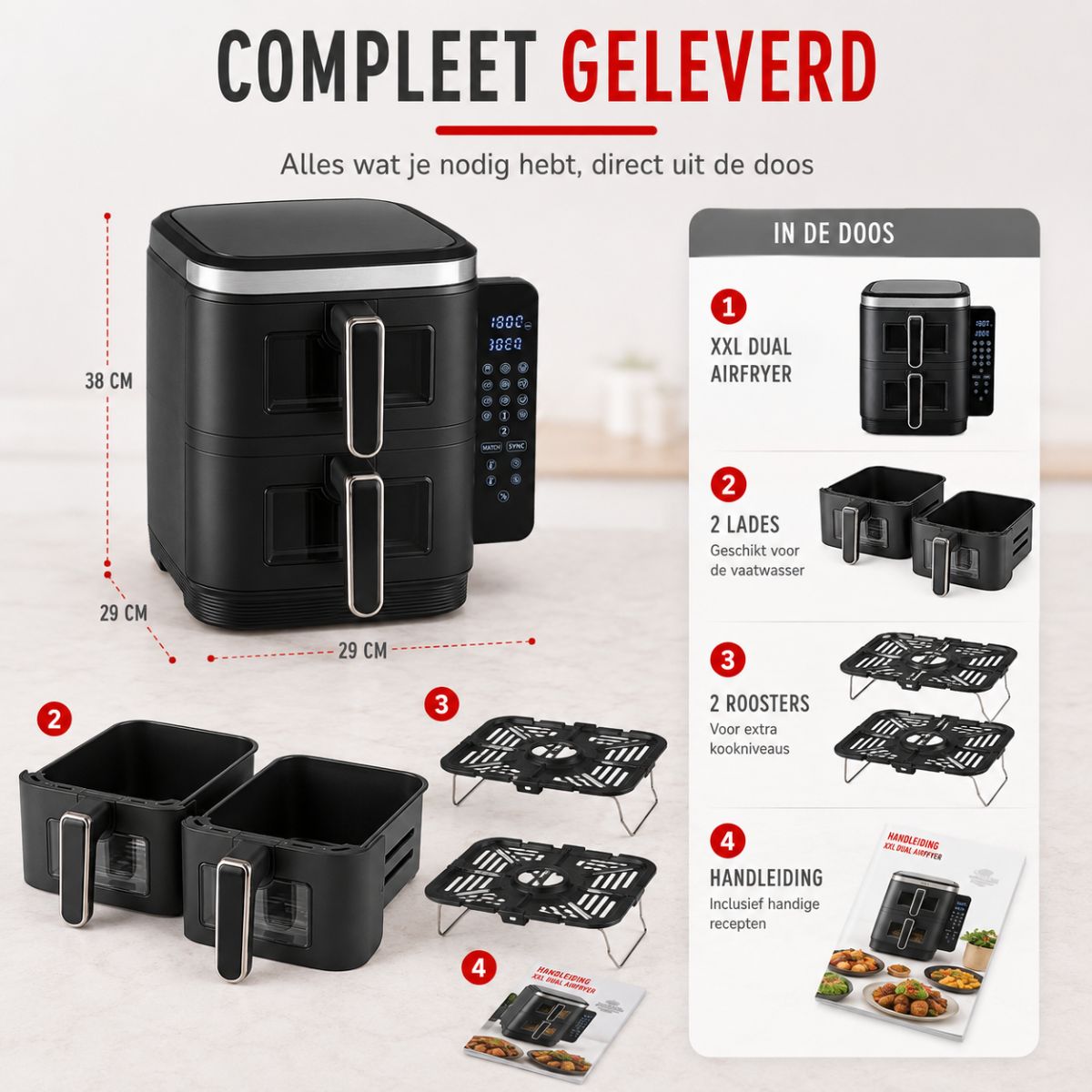 alpina Airfryer XXXL - Heteluchtfriteuse 11L - 8 Personen - maximondo