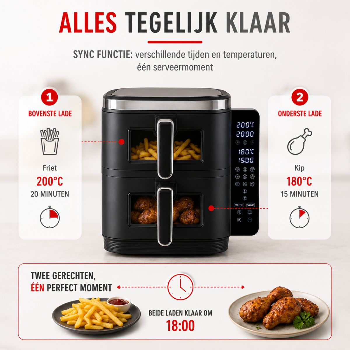 alpina Airfryer XXXL - Heteluchtfriteuse 11L - 8 Personen - maximondo