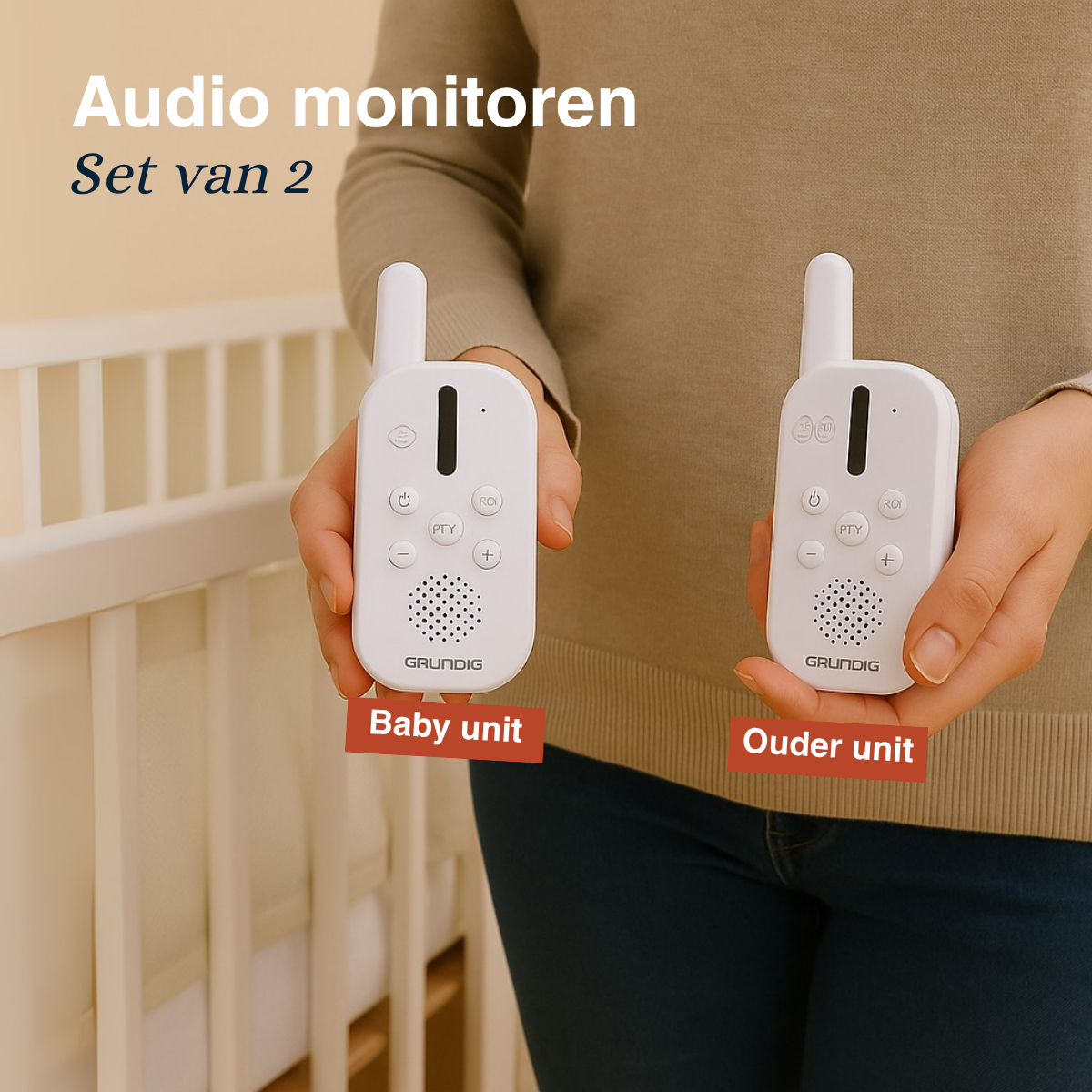 Grundig DECT Audio Babyfoon - Baby Monitor met 150M bereik - maximondo