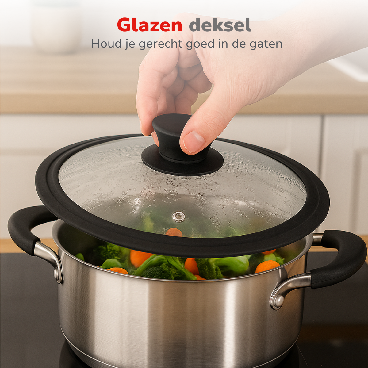alpina Universeel Glazen Deksel Pannendeksel 24cm/26cm/28cm - maximondo