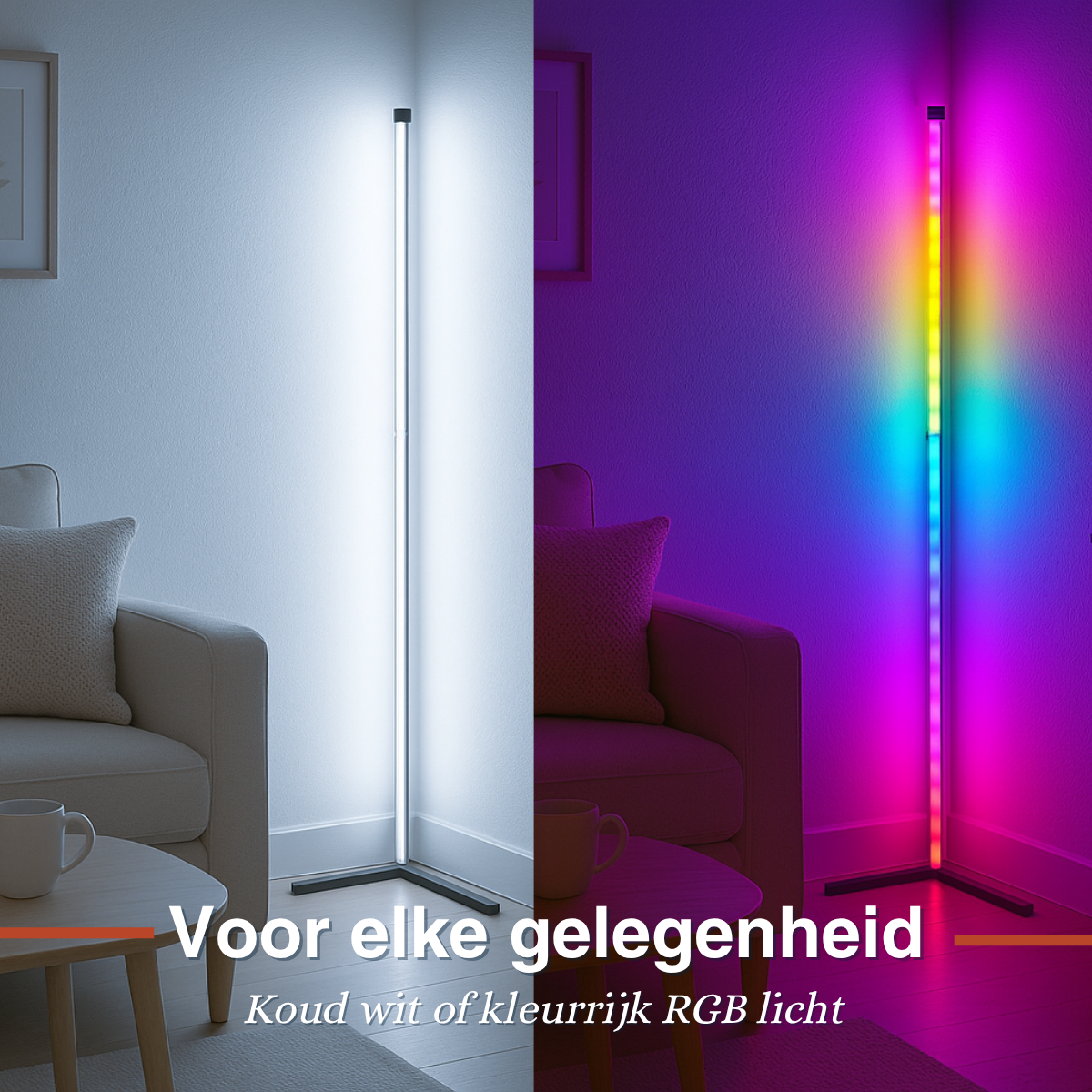 Grundig RGB LED Hoeklamp Staand met Muziek Sync, Dimbaar - maximondo