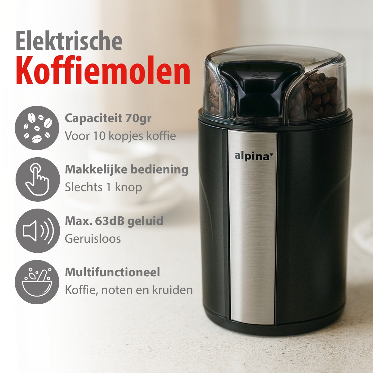 alpina Elektrische Koffiemolen 200W - maximondo