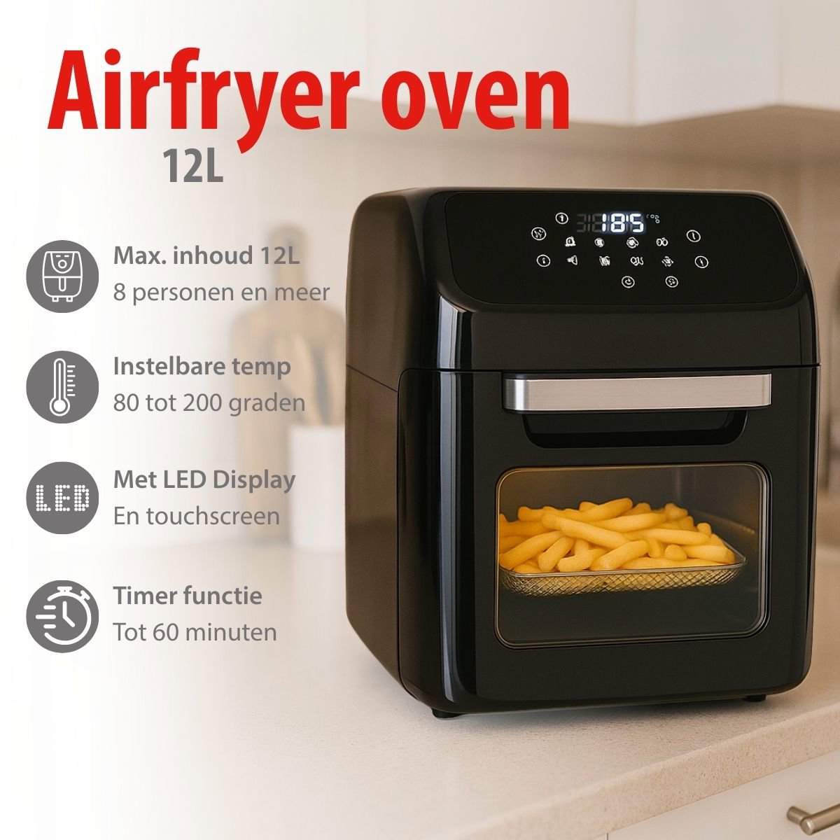 alpina Airfryer Oven XXXL - Heteluchtfriteuse 12L