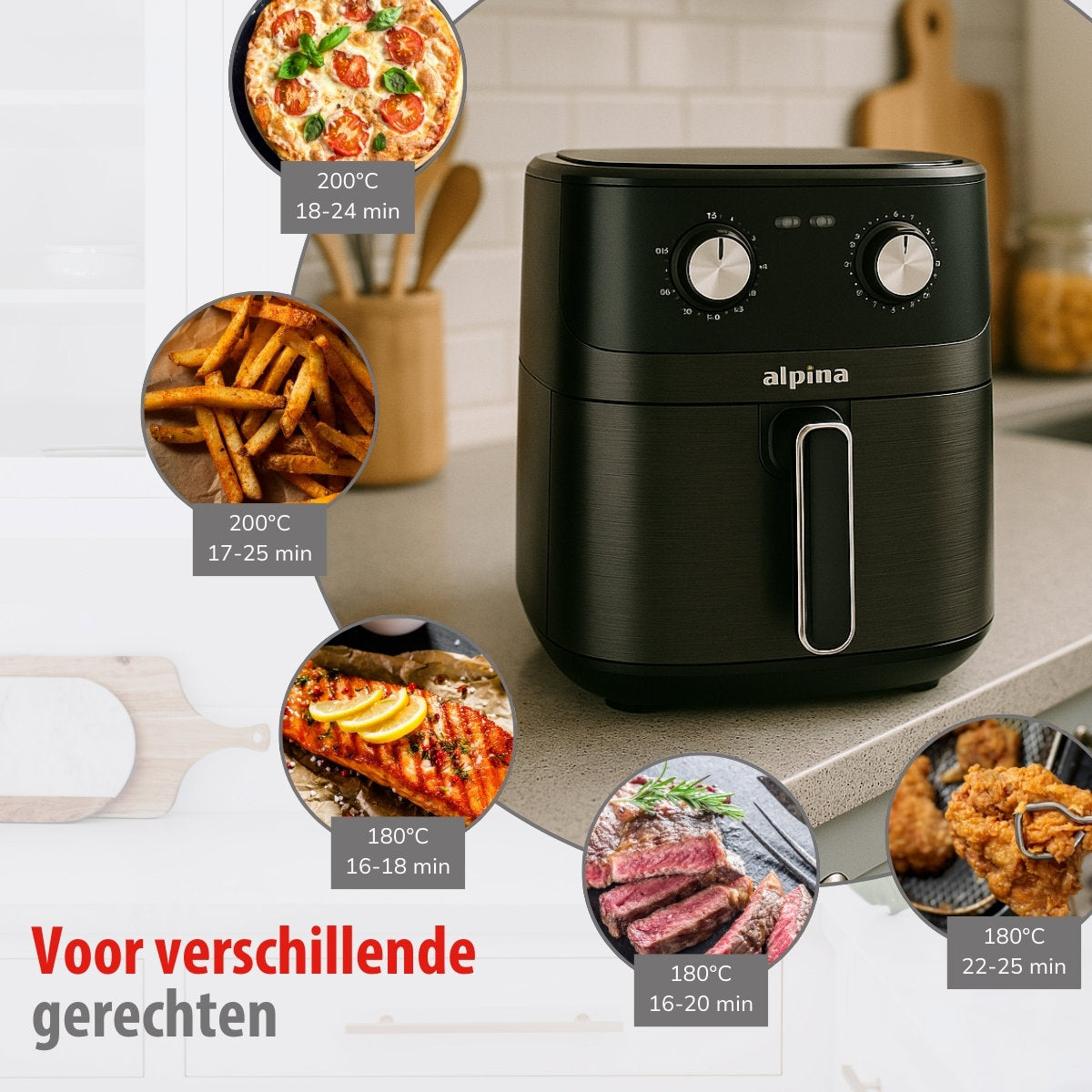 alpina Airfryer XL - Heteluchtfriteuse 6L - 2-5 Personen