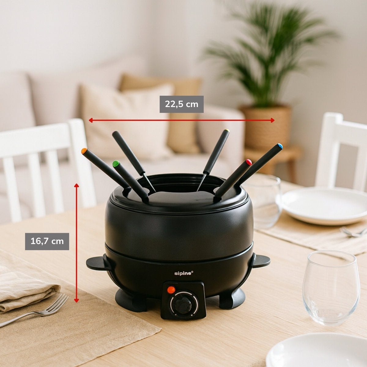 alpina Fondueset Elektrisch 800W – Fonduepan 2L - maximondo