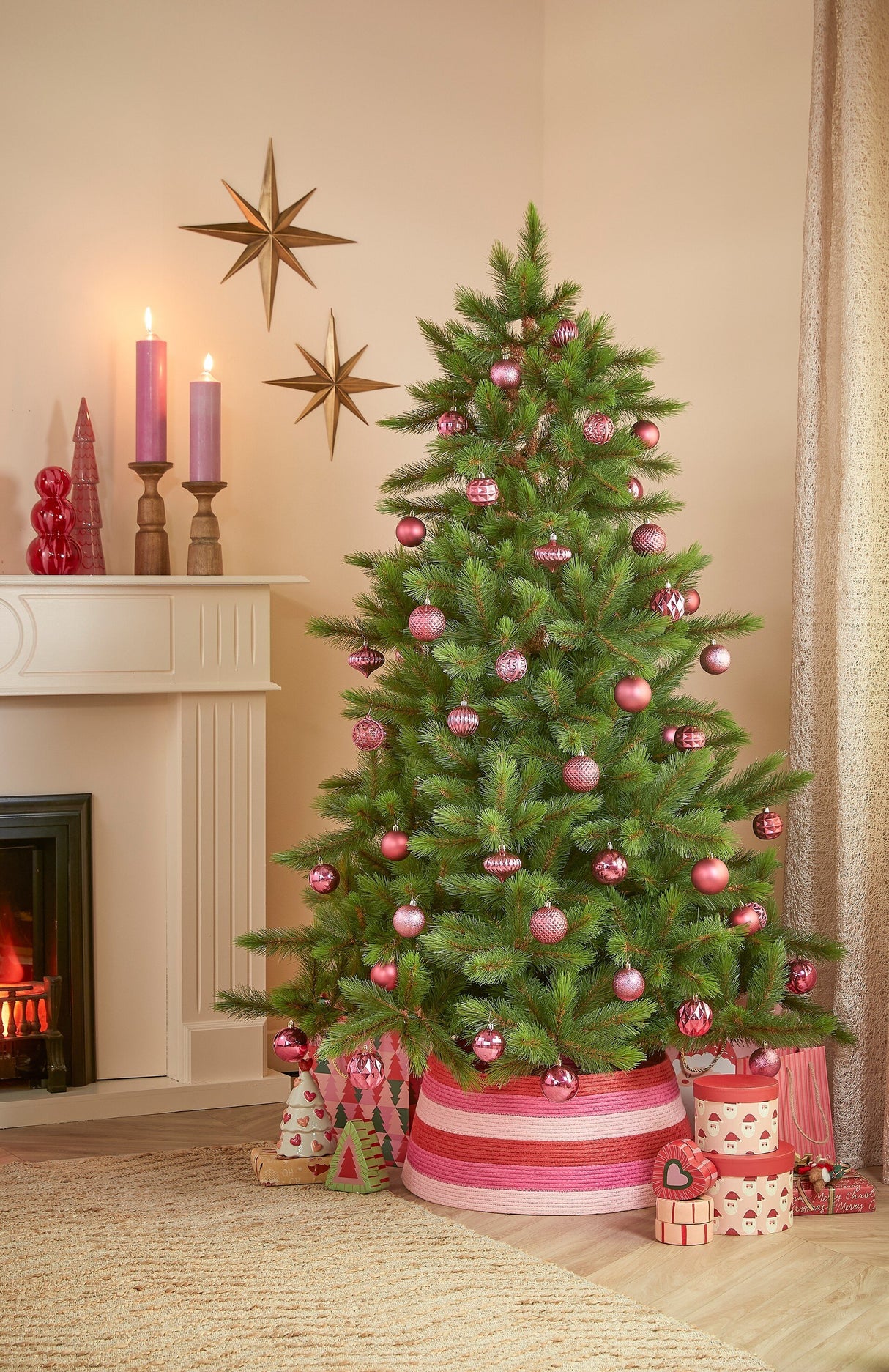Mica Decorations Boom decoratie onbreekbaar fuchsia 60 stuks - d7cm - maximondo