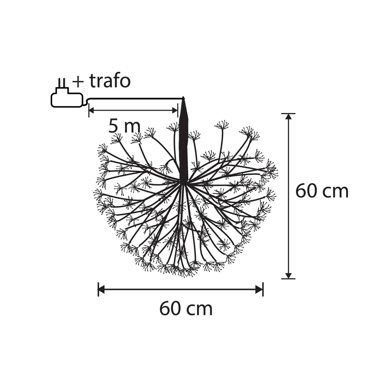 Luca Lighting Bal led zwart klassiek wit 1200led IP44 en timer - d60cm - maximondo
