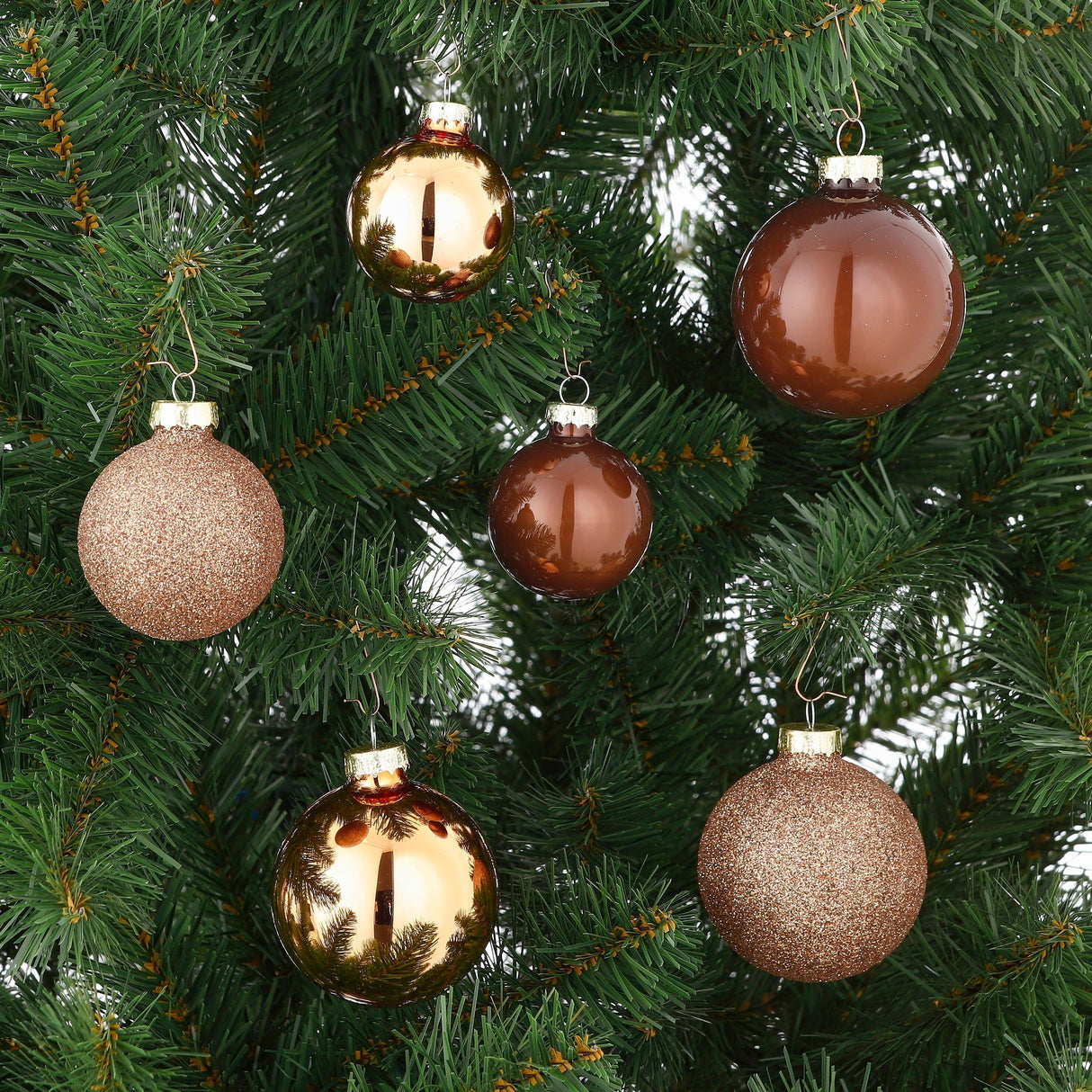 Mica Decorations kerstballen glas 26 stuks - Ø7cm - Bruin - maximondo