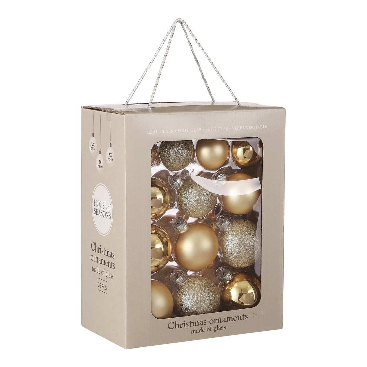 Mica Decorations Bal glas champagne 26 stuks - d7cm - maximondo