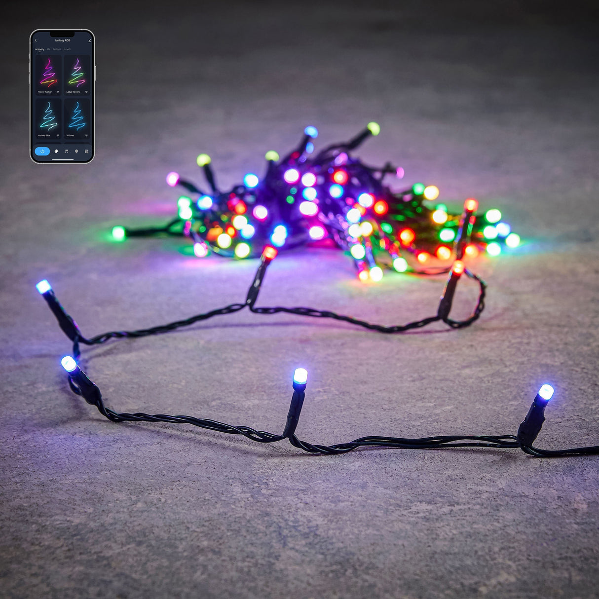 Luca Lighting Smart Lighting snoer d.groen 50led RGB IP44 en timer adapter included - l500cm - maximondo