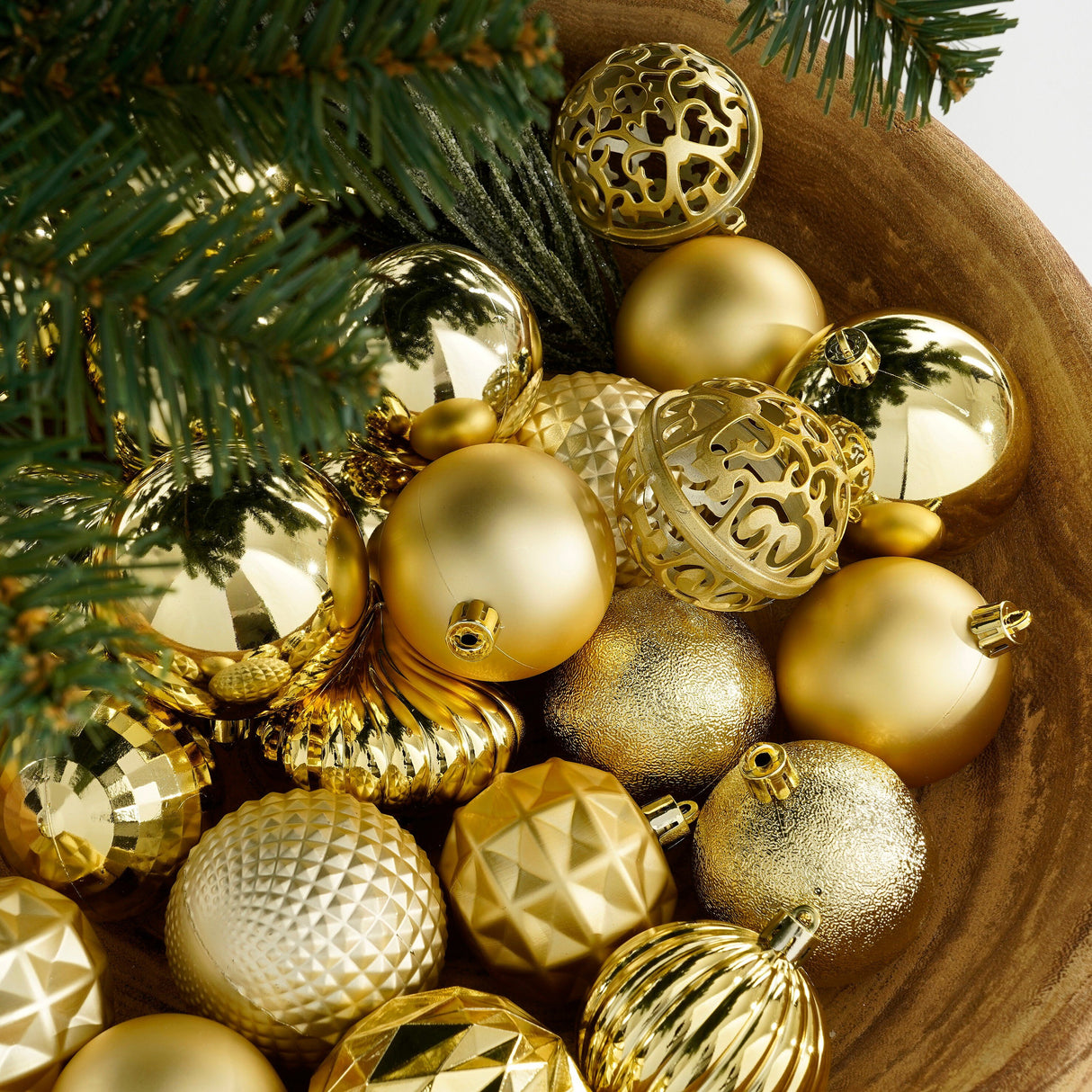 House of Seasons Boom decoratie onbreekbaar goud 60 stuks - d7cm - maximondo