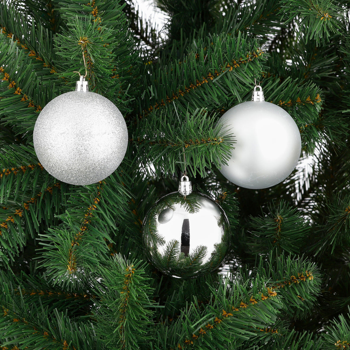 House of Seasons Boom decoratie onbreekbaar zilver 46 stuks - d4 d6 d8cm - maximondo