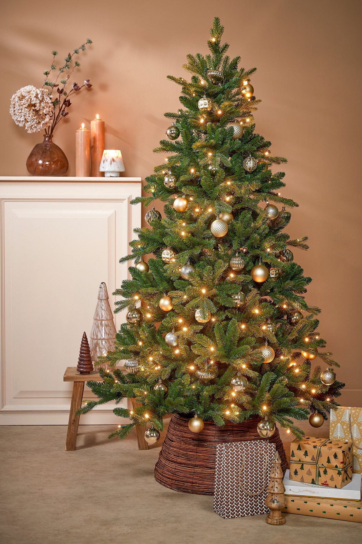 House of Seasons Boom decoratie onbreekbaar champagne 60 stuks - d7cm - maximondo