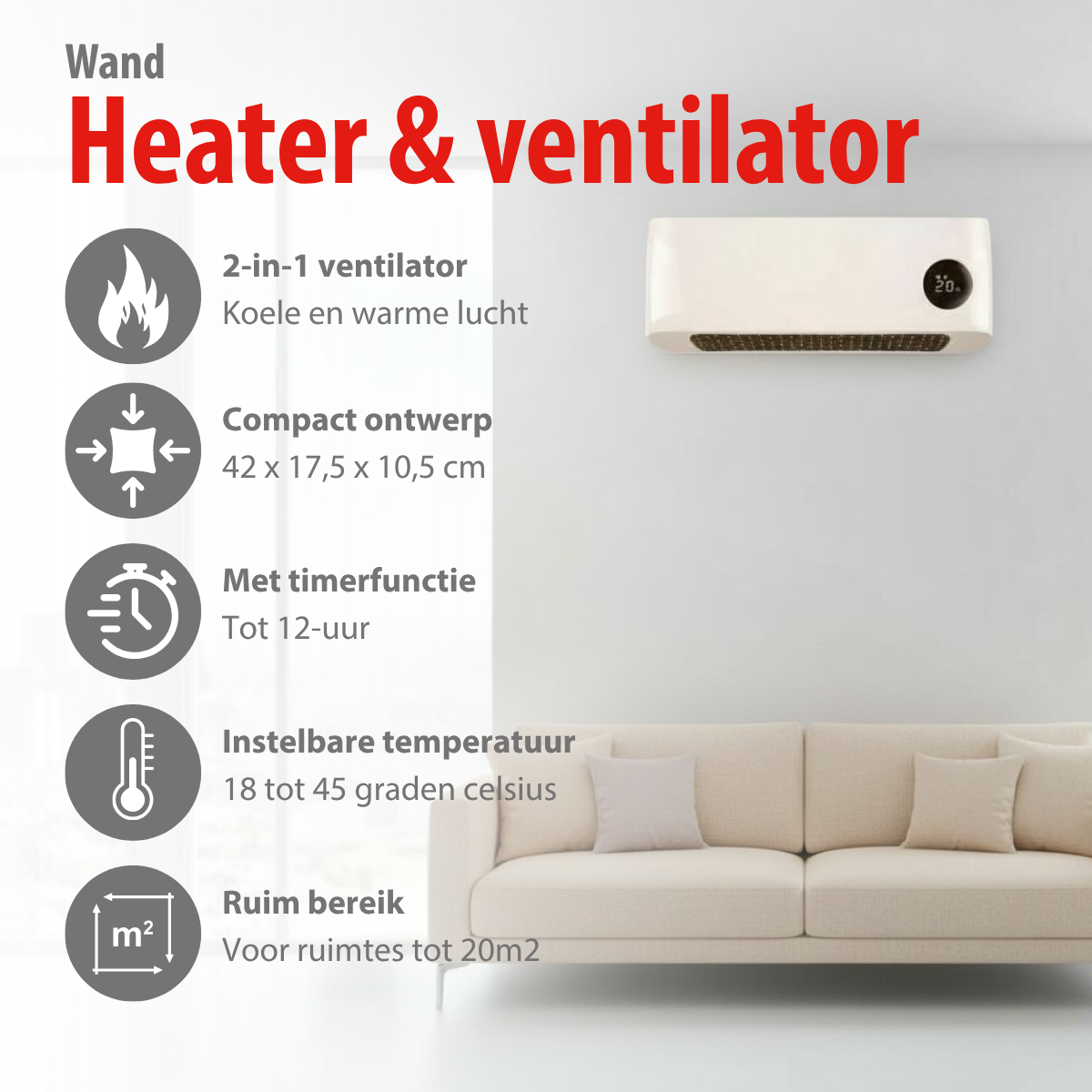 alpina wandverwarming en ventilator PTC keramisch 2000W