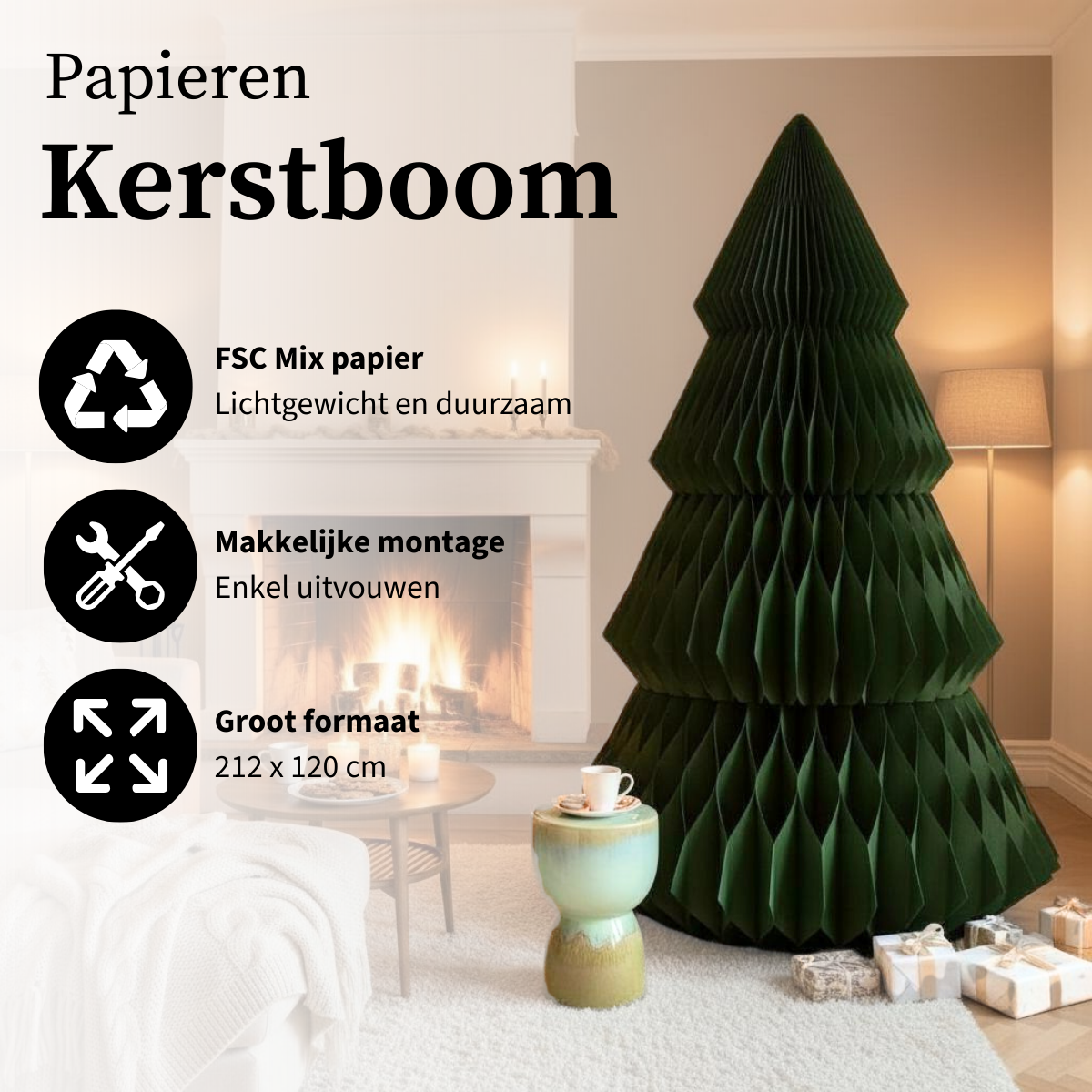 Mica Decorations Decoratie boom groen FSC Mix - h212xd120cm - maximondo