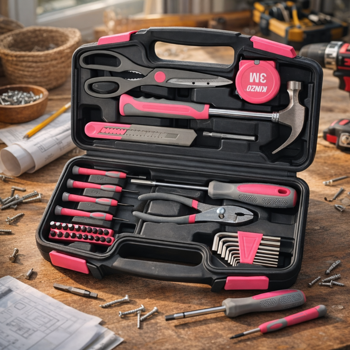 Kinzo Gereedschap 39 Stuks Pink