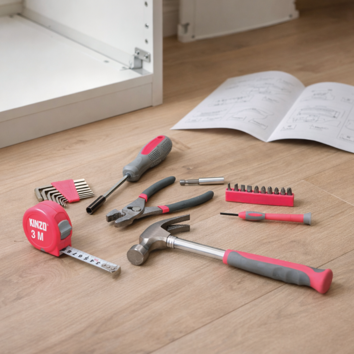 Kinzo Gereedschap 39 Stuks Pink