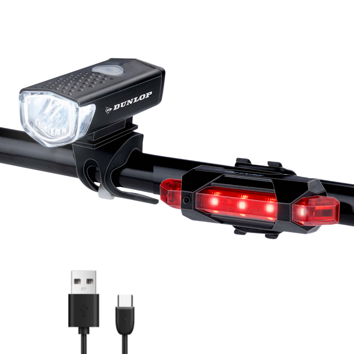 Dunlop Fietslamp Set Oplaadbaar - Fietsverlichting