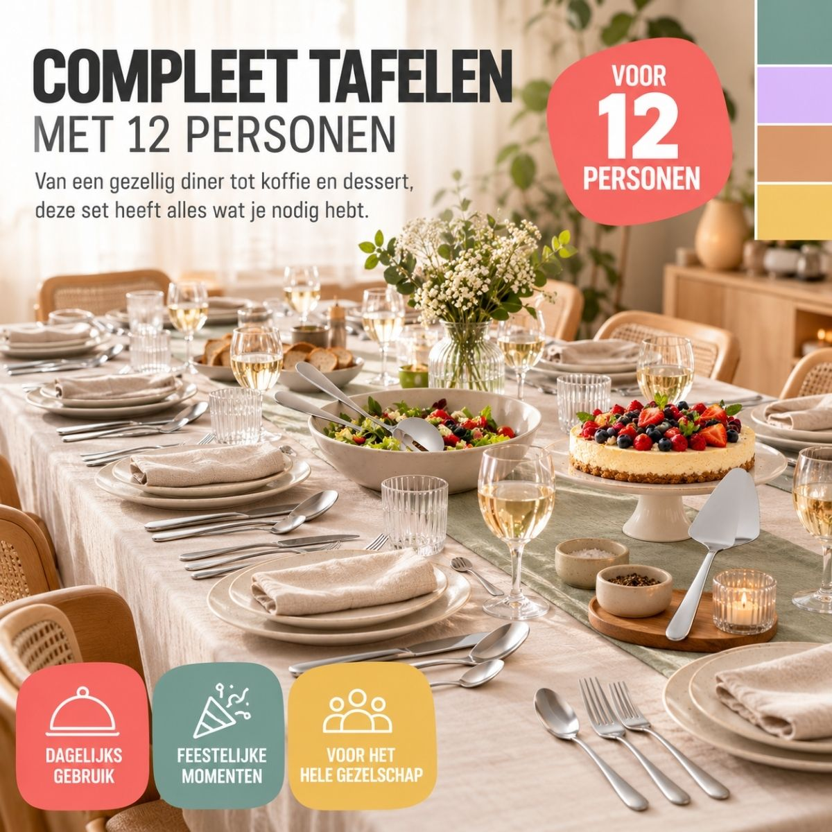alpina Bestekset 75‑delig voor 12 Personen – Roestvrij Staal - maximondo