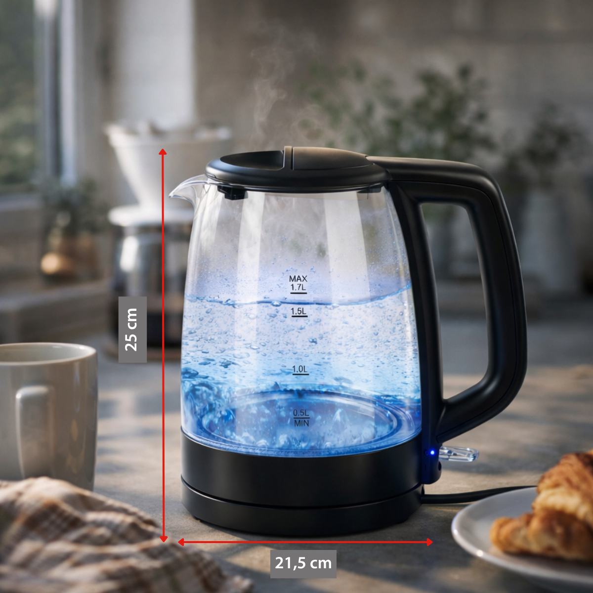 alpina Waterkoker 1,7 Liter - Waterkoker Glas 1850-2200W - maximondo