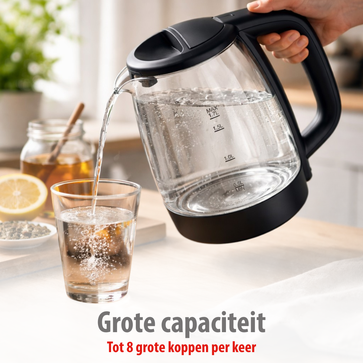 alpina Waterkoker 1,7 Liter - Waterkoker Glas 1850-2200W - maximondo