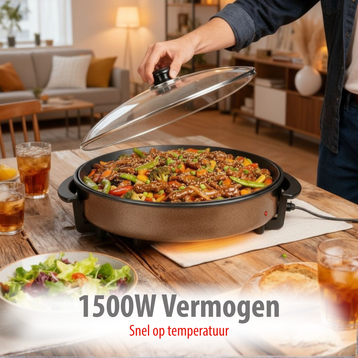alpina Party Pan - Elektrische Hapjespan met Deksel - Ø40CM - maximondo
