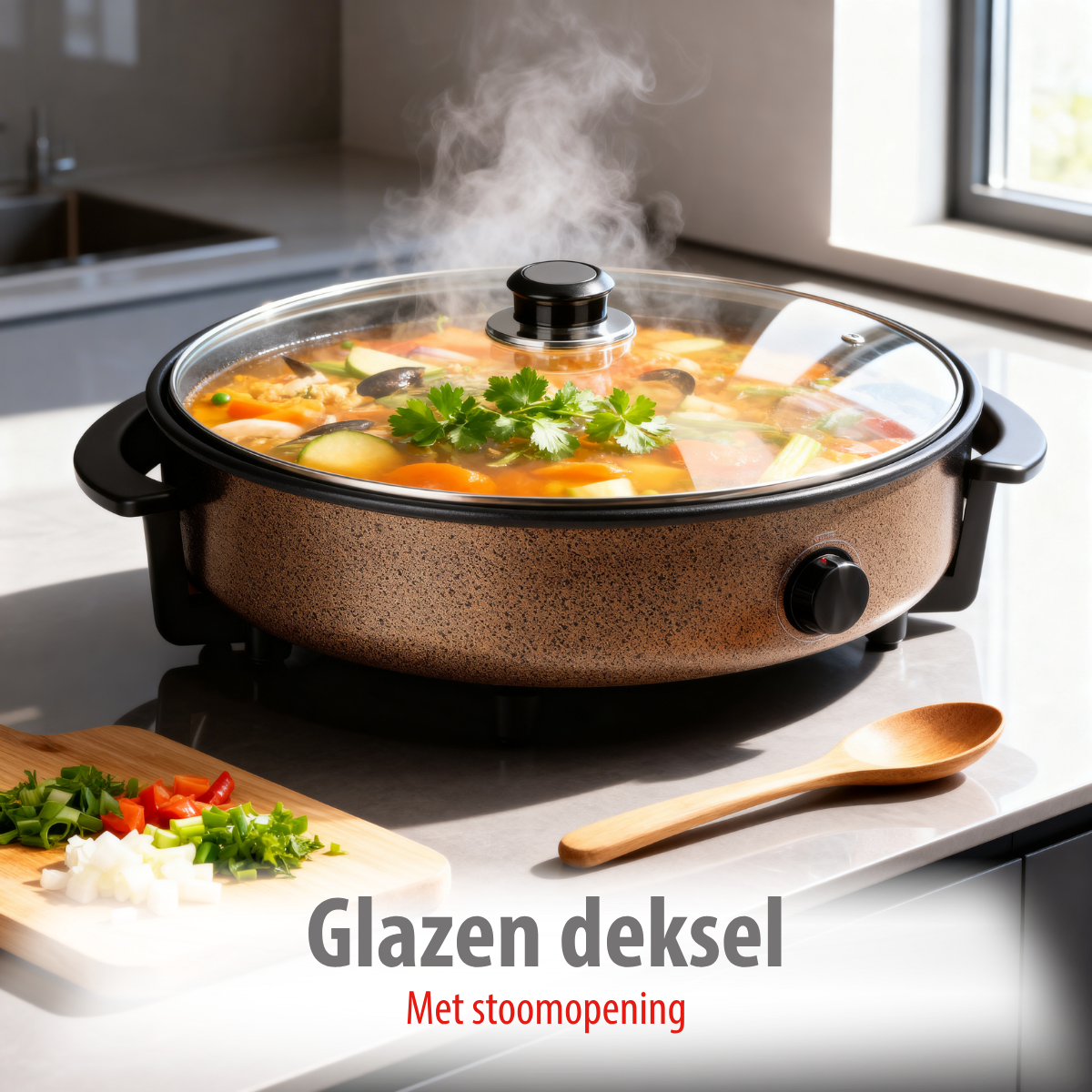 alpina Party Pan - Elektrische Hapjespan met Deksel - Ø40CM - maximondo