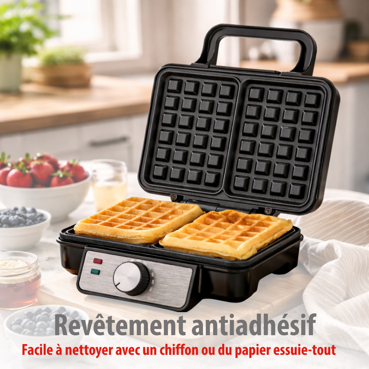 alpina Wafelijzer 1200W - Wafelijzer voor 2 Wafels - maximondo