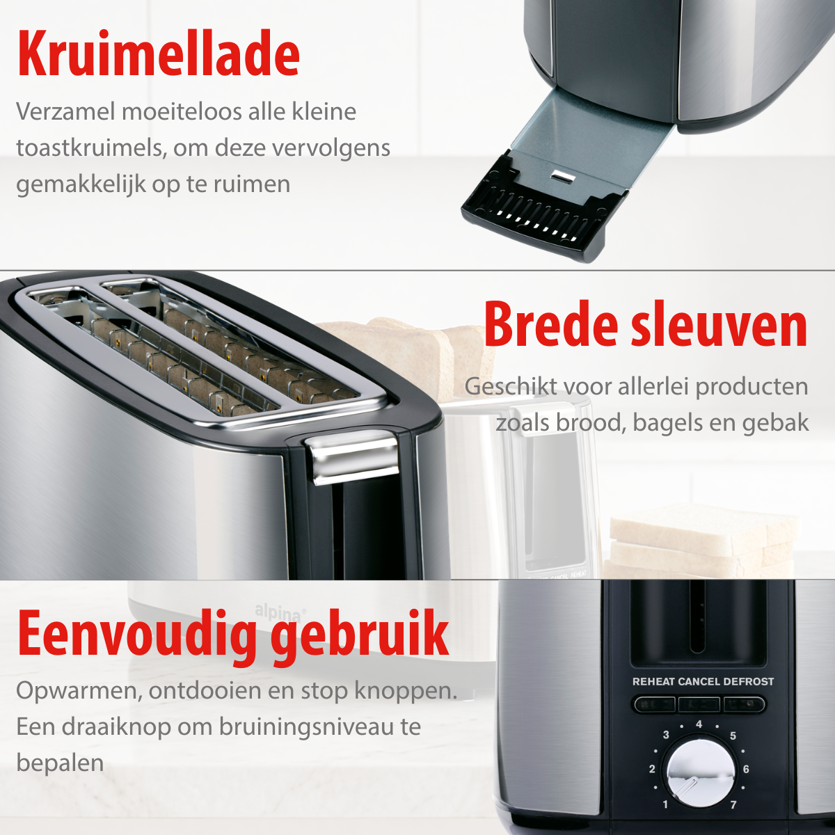 alpina Broodrooster 4 Sneden 1400W