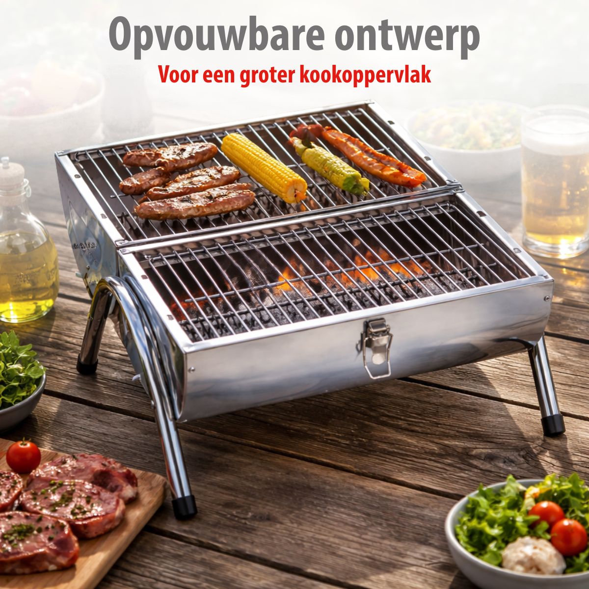 alpina Houtskool BBQ - Draagbare BBQ met Handgreep