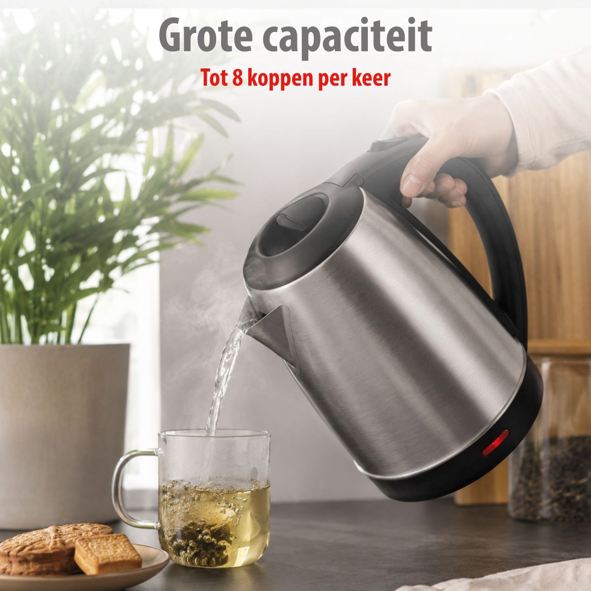 alpina Waterkoker 1.7L - Water Koker - RVS - 360° Draaibaar - maximondo