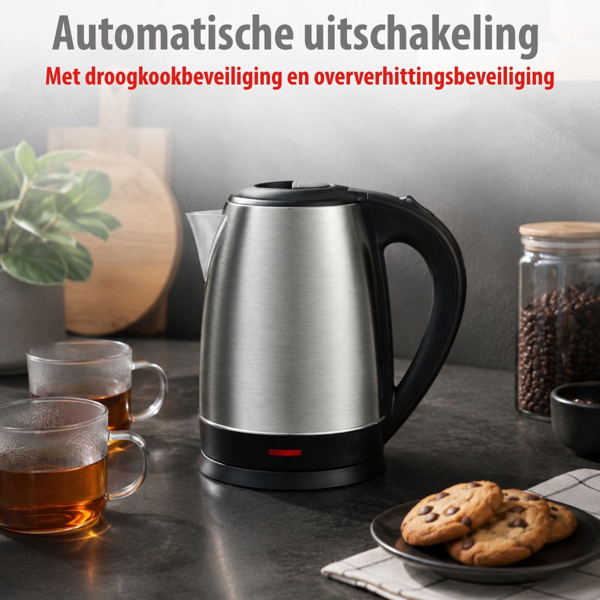 alpina Waterkoker 1.7L - Water Koker - RVS - 360° Draaibaar - maximondo