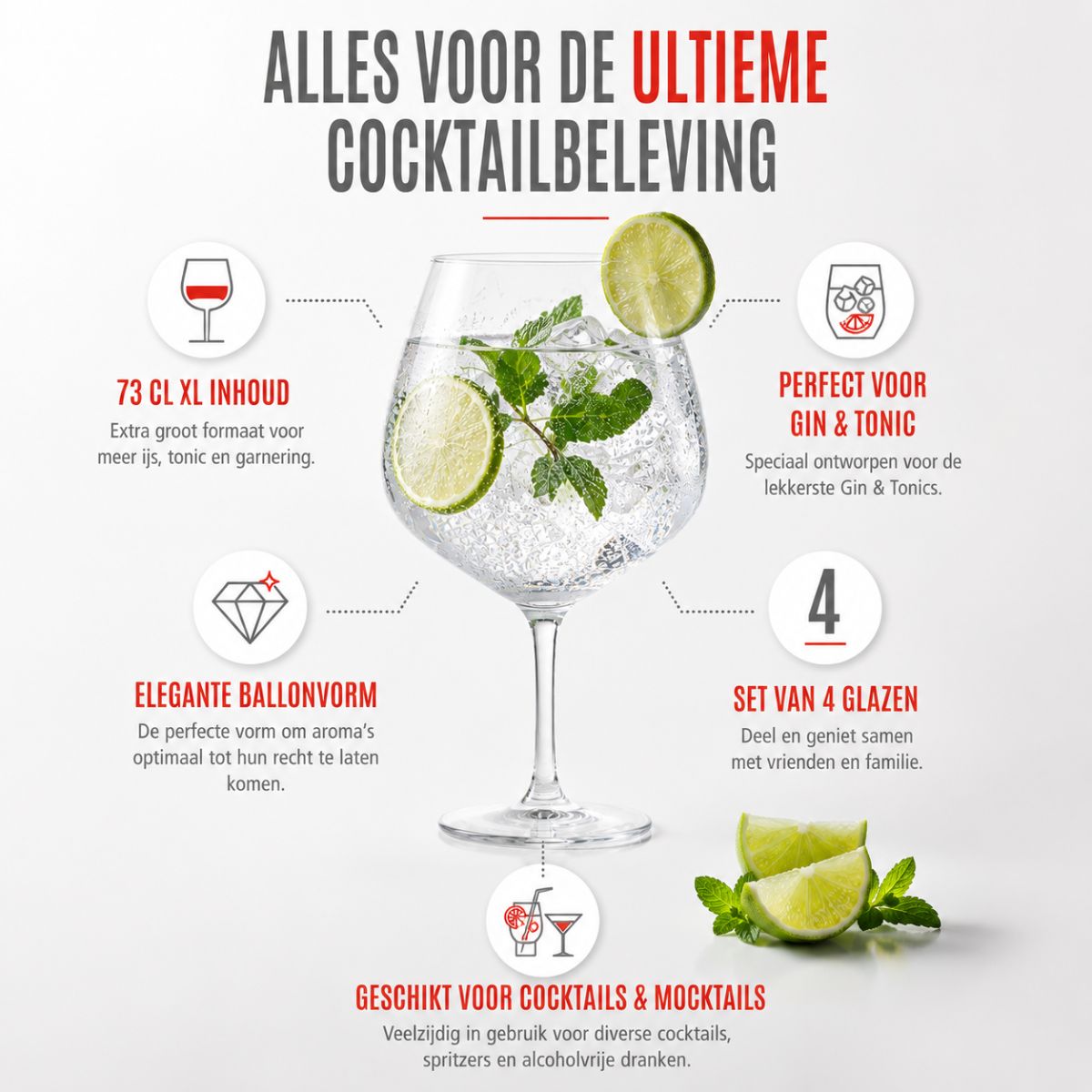alpina Cocktailglazen 4 Stuks – Aperol Spritz Glazen 73 cl