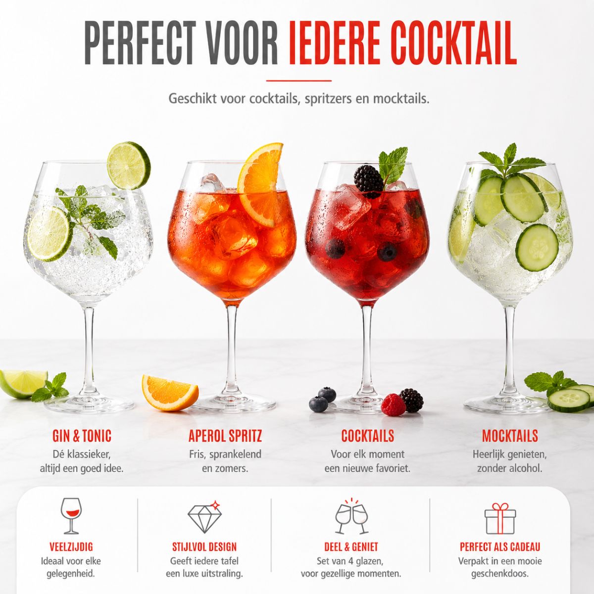 alpina Cocktailglazen 4 Stuks – Aperol Spritz Glazen 73 cl
