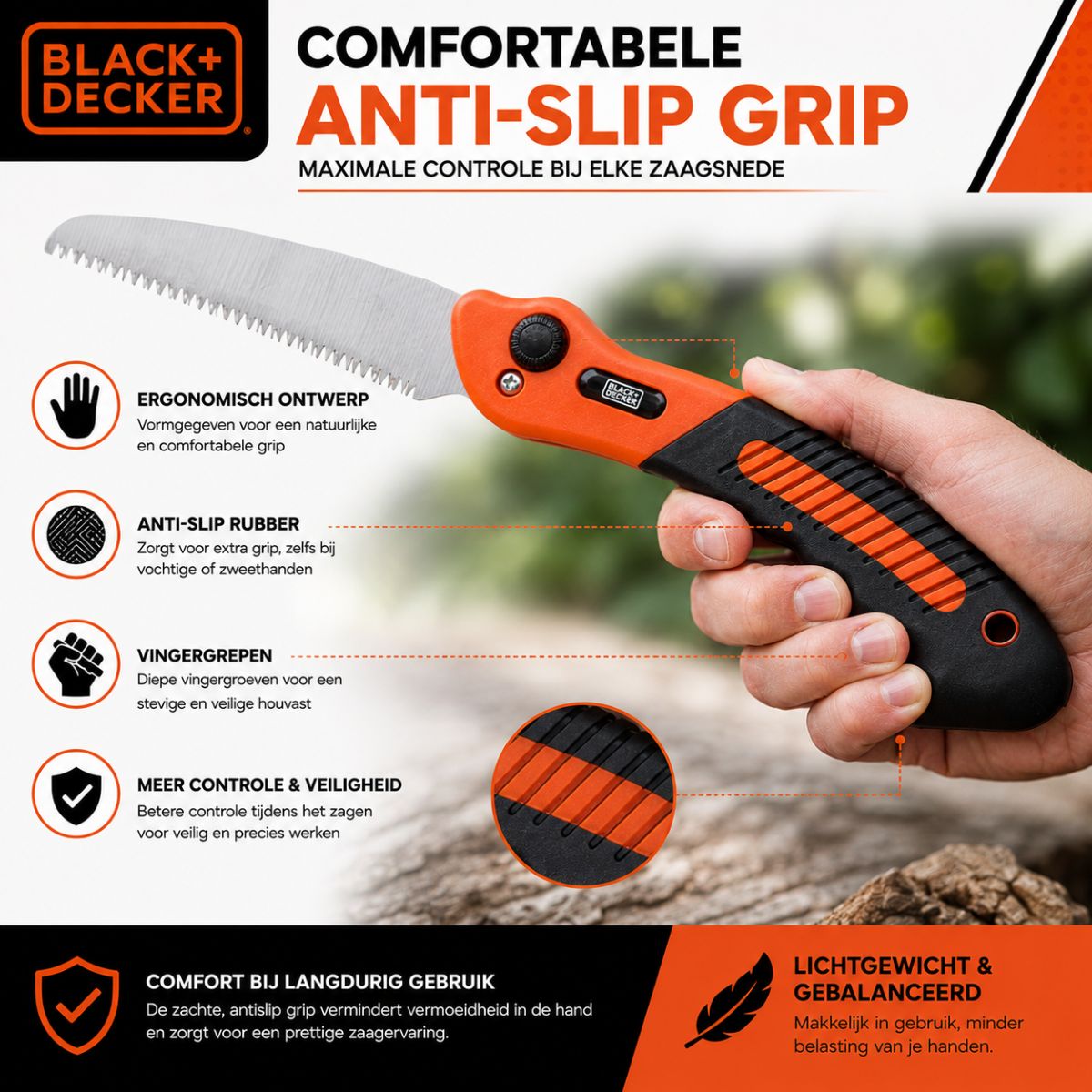 BLACK+DECKER Opvouwbare Snoeizaag - maximondo