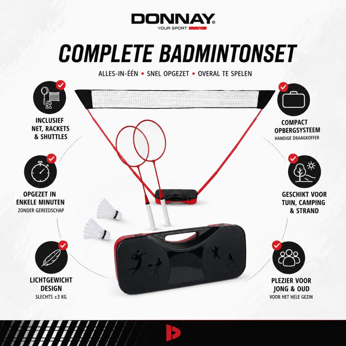 Donnay Badmintonset 2 Personen - maximondo