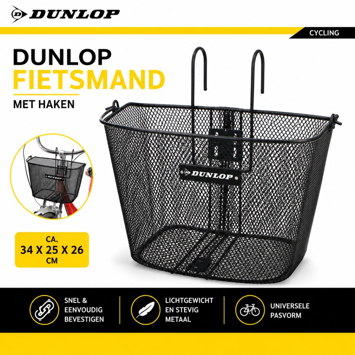 Dunlop Fietsmand Stuur 22L 34x24,5x26 cm - maximondo