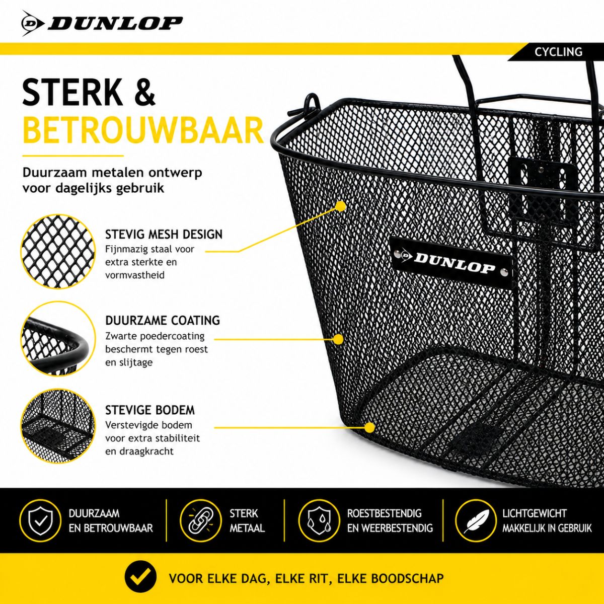 Dunlop Fietsmand Stuur 22L 34x24,5x26 cm - maximondo