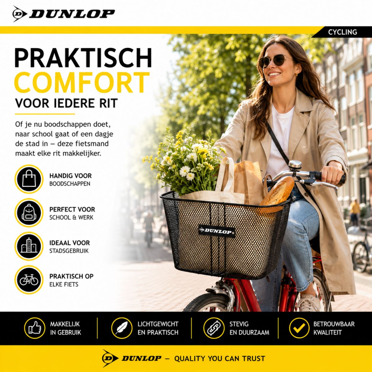 Dunlop Fietsmand Stuur 22L 34x24,5x26 cm - maximondo