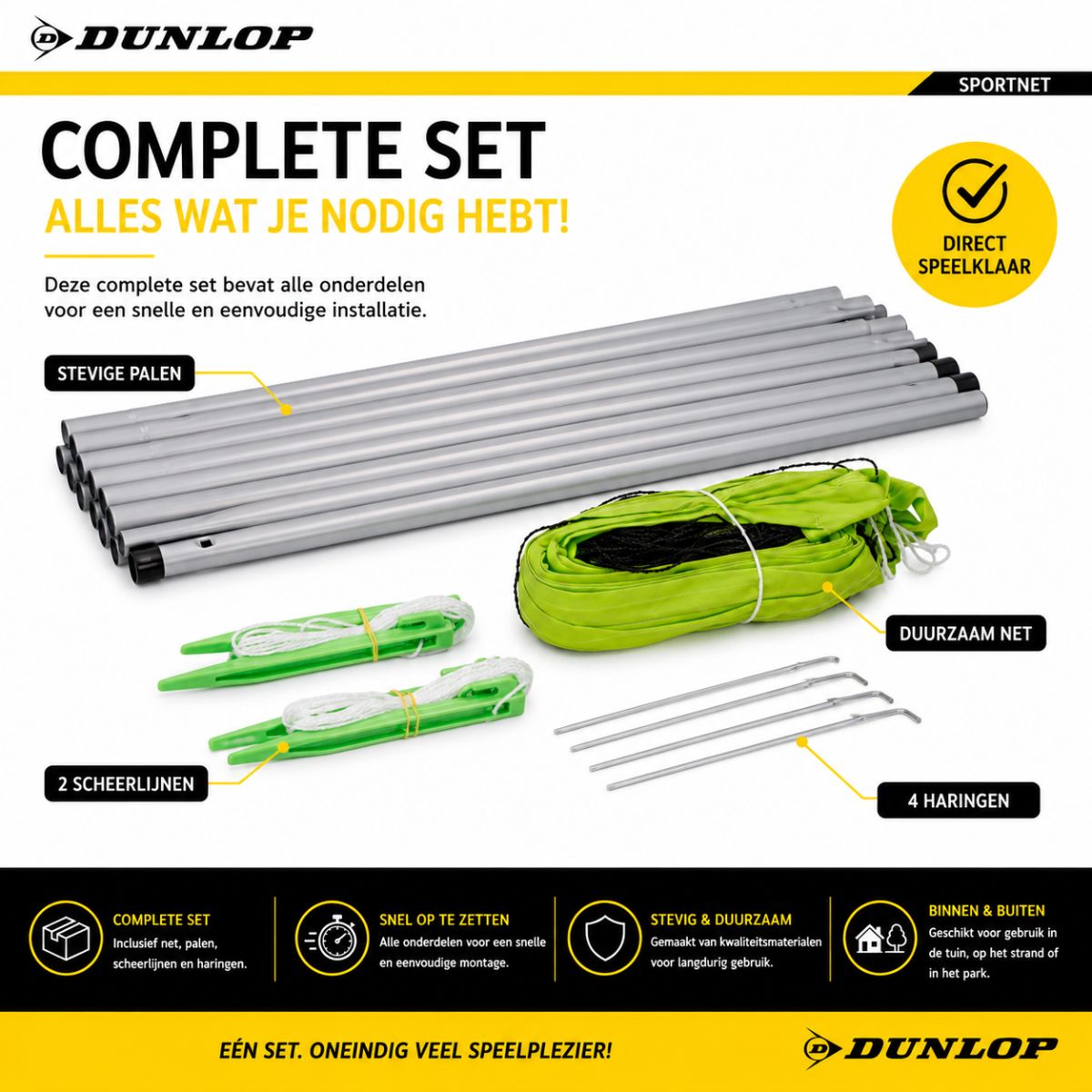 Dunlop Sportnet 609x220 CM Groen/Zwart - maximondo