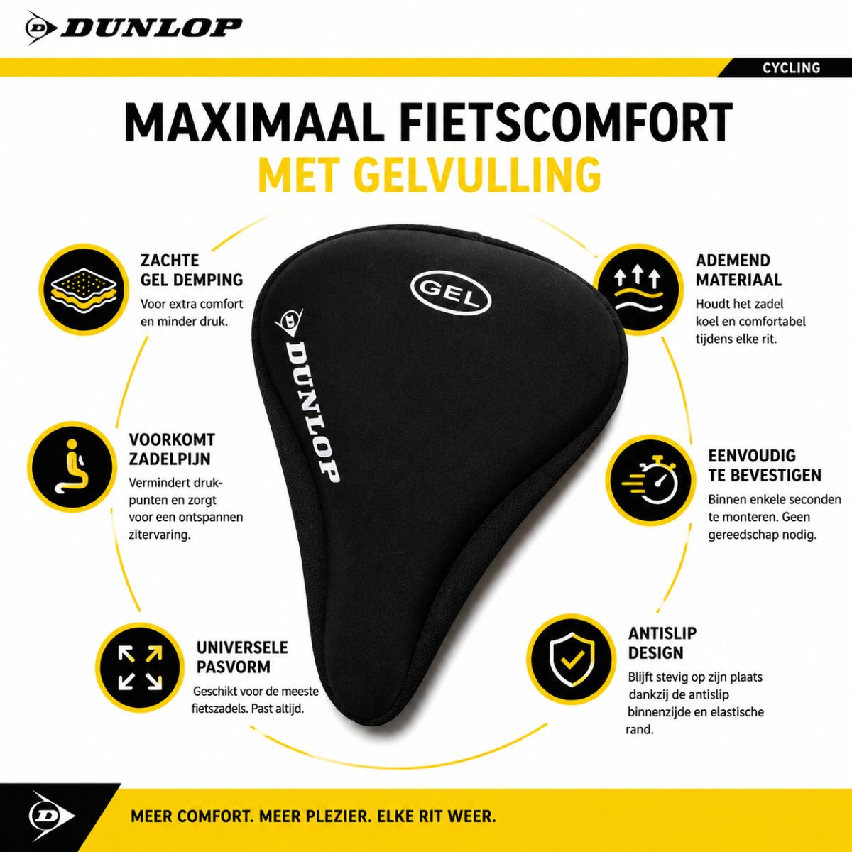Dunlop Fietszadelhoes Gel 24 x 27cm - maximondo