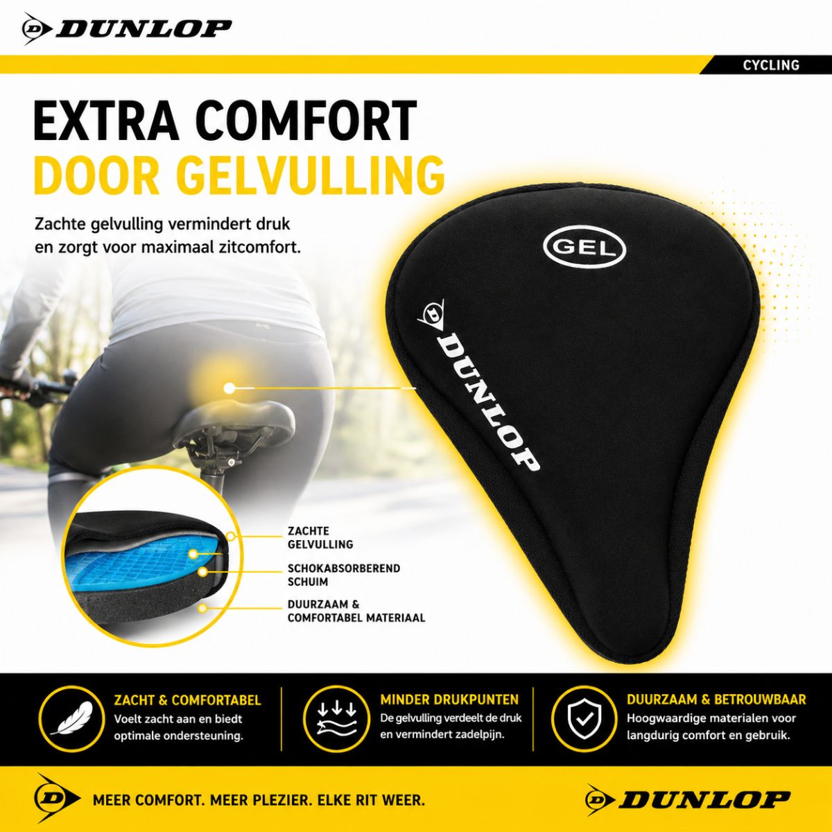 Dunlop Fietszadelhoes Gel 24 x 27cm - maximondo
