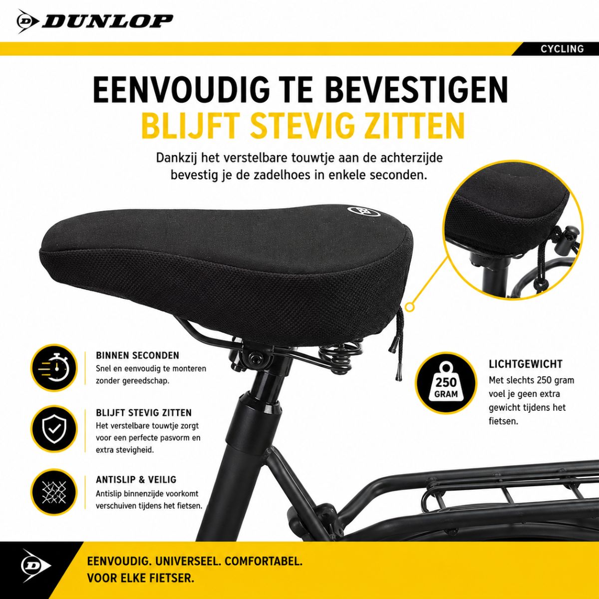 Dunlop Fietszadelhoes Gel 24 x 27cm - maximondo