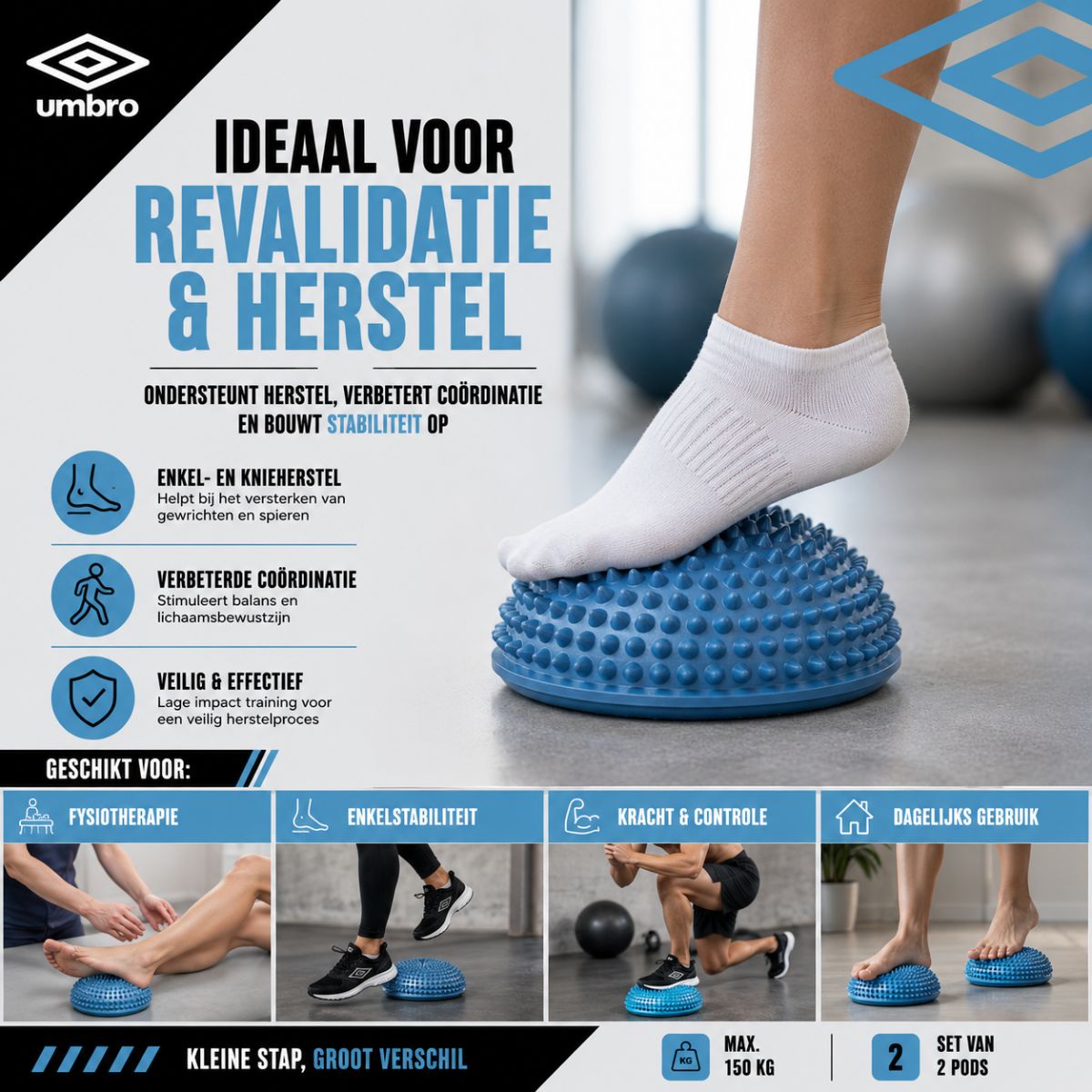 Umbro Evenwichtsbal Set van 2 - Balanskussens voor Evenwicht