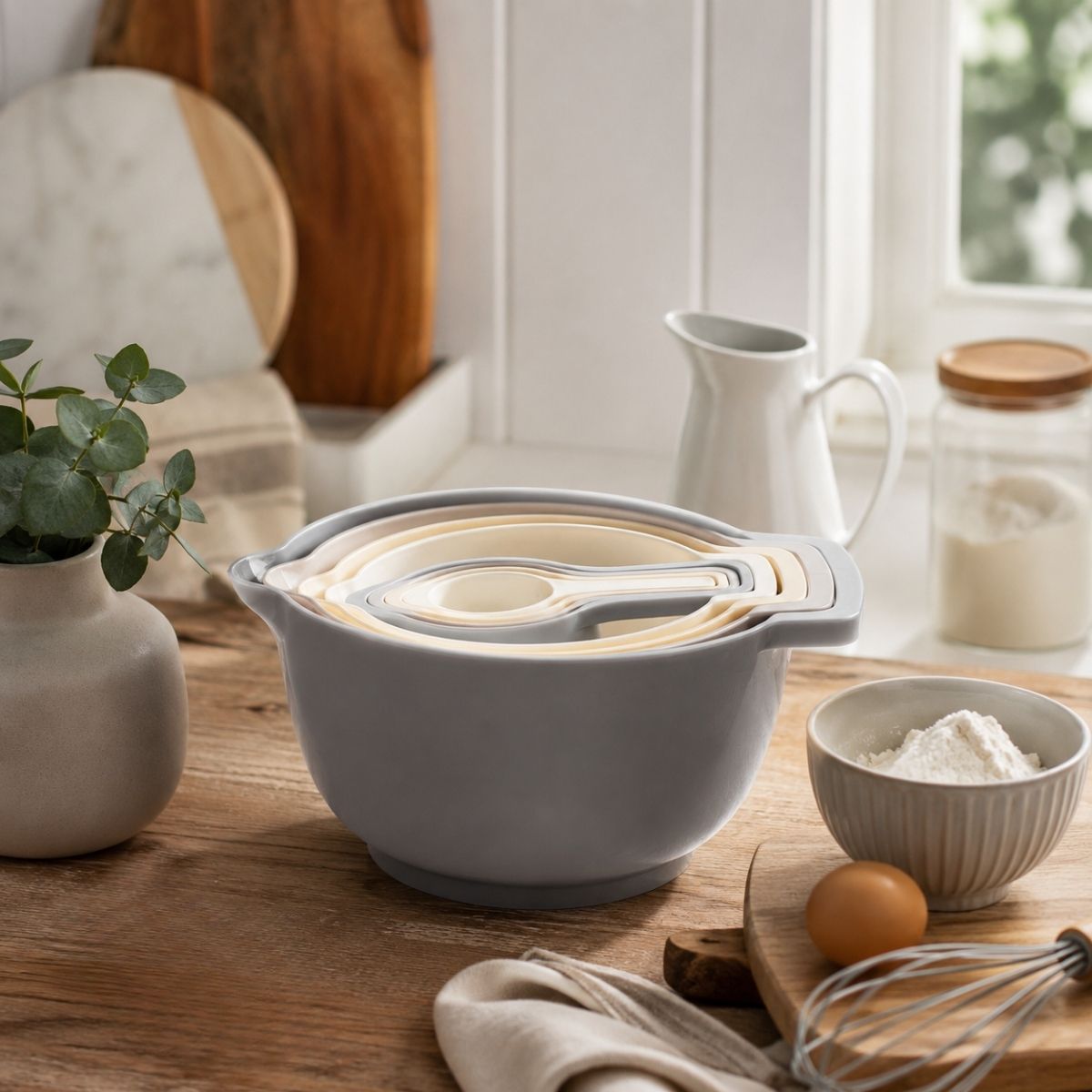 alpina Beslagkom Set 8-Delig met Maatlepels - Mengkommen Set