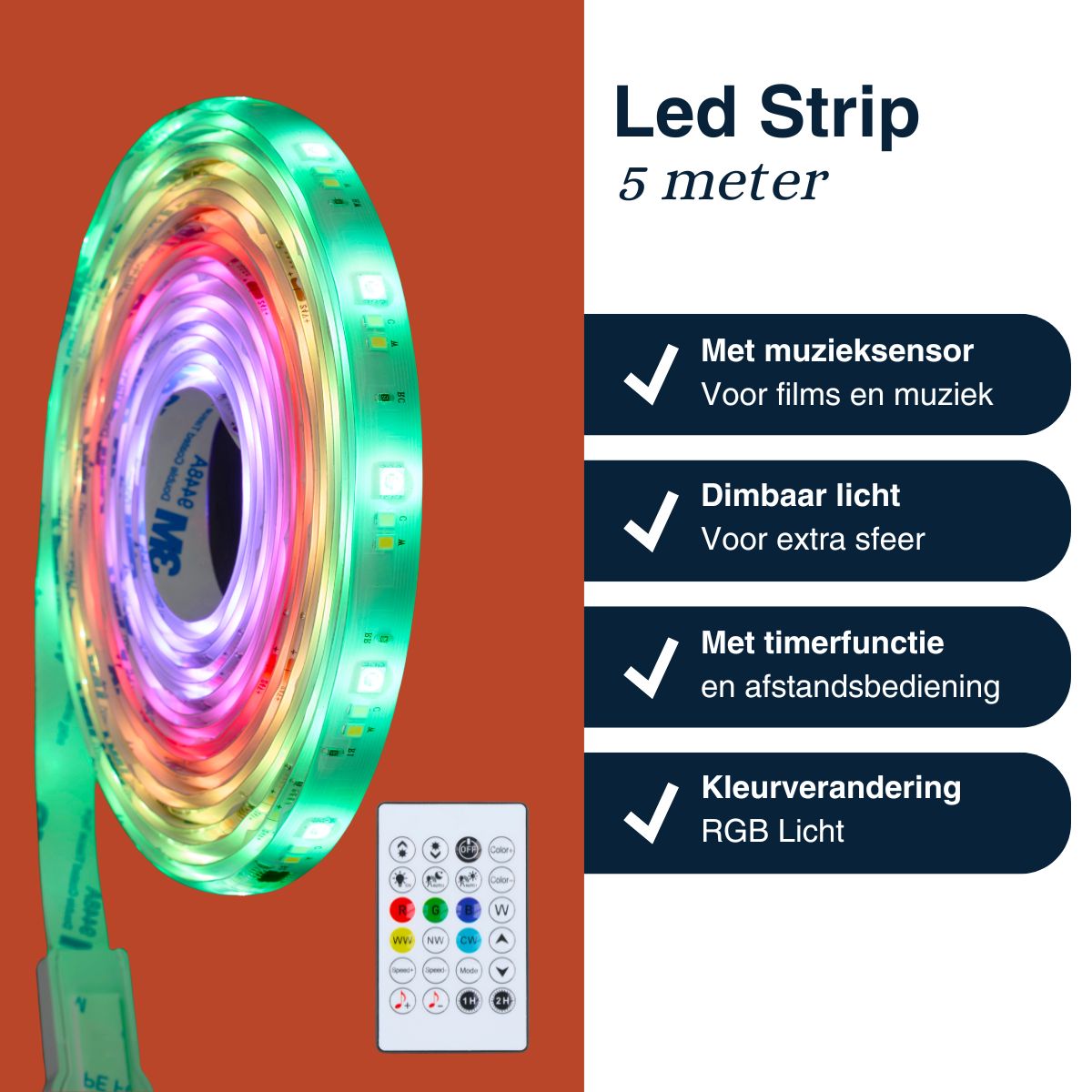 Grundig Ledstrip 5 Meter met Afstandsbediening