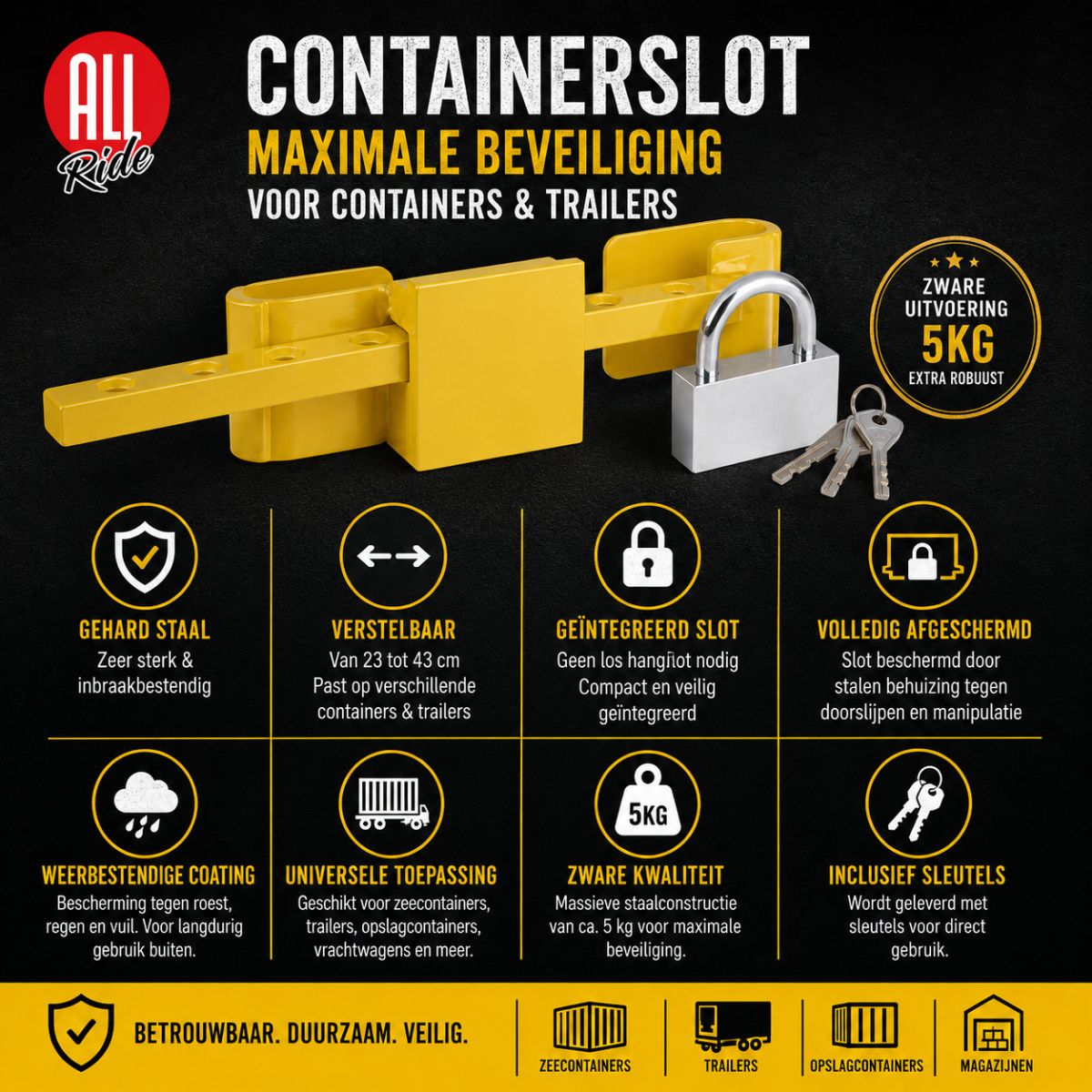 All Ride Containerslot - Trailerslot Verstelbaar 23 - 43 cm - maximondo