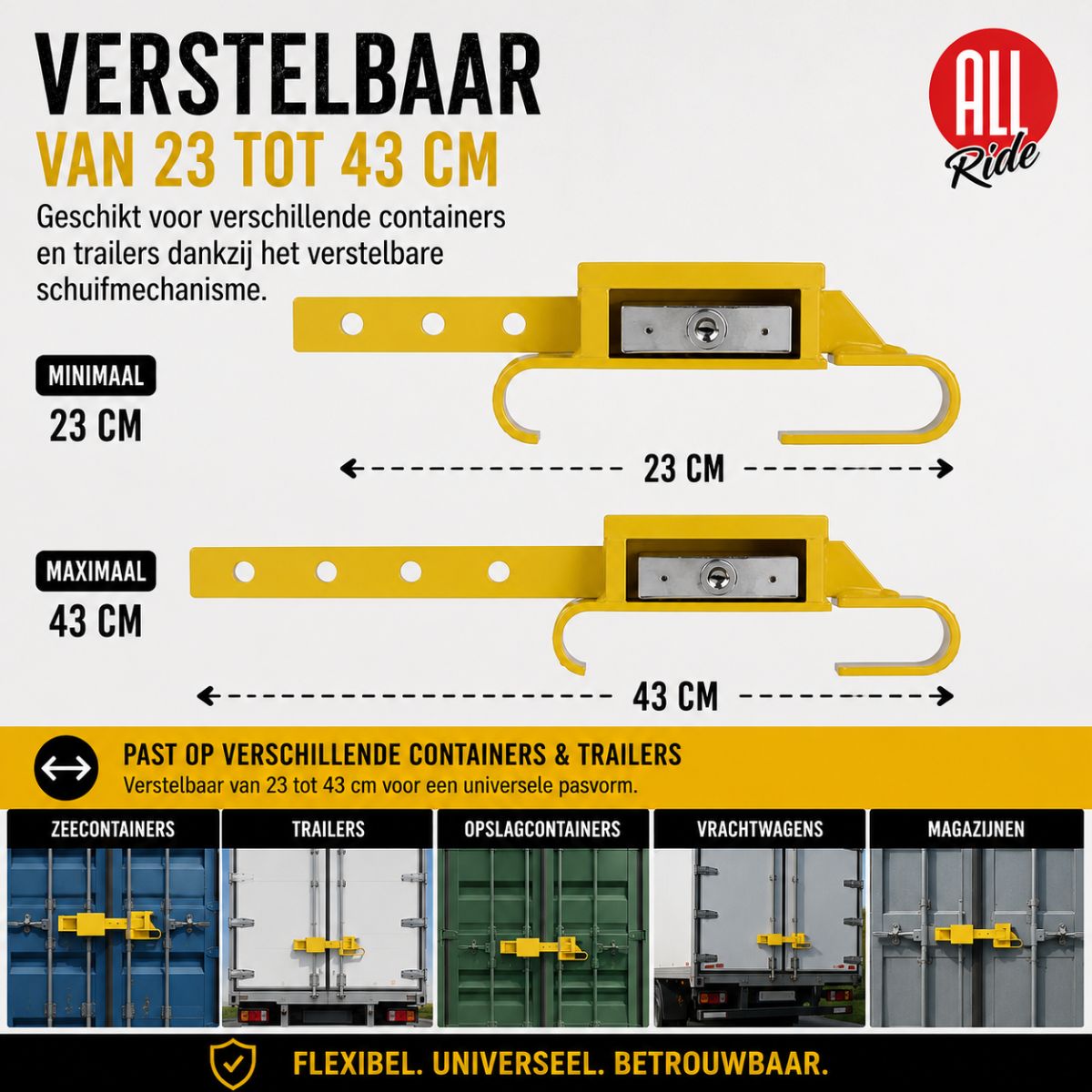 All Ride Containerslot - Trailerslot Verstelbaar 23 - 43 cm