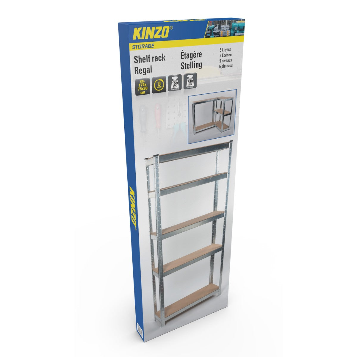Kinzo Stellingkast Opbergrek, 5 Planken - maximondo