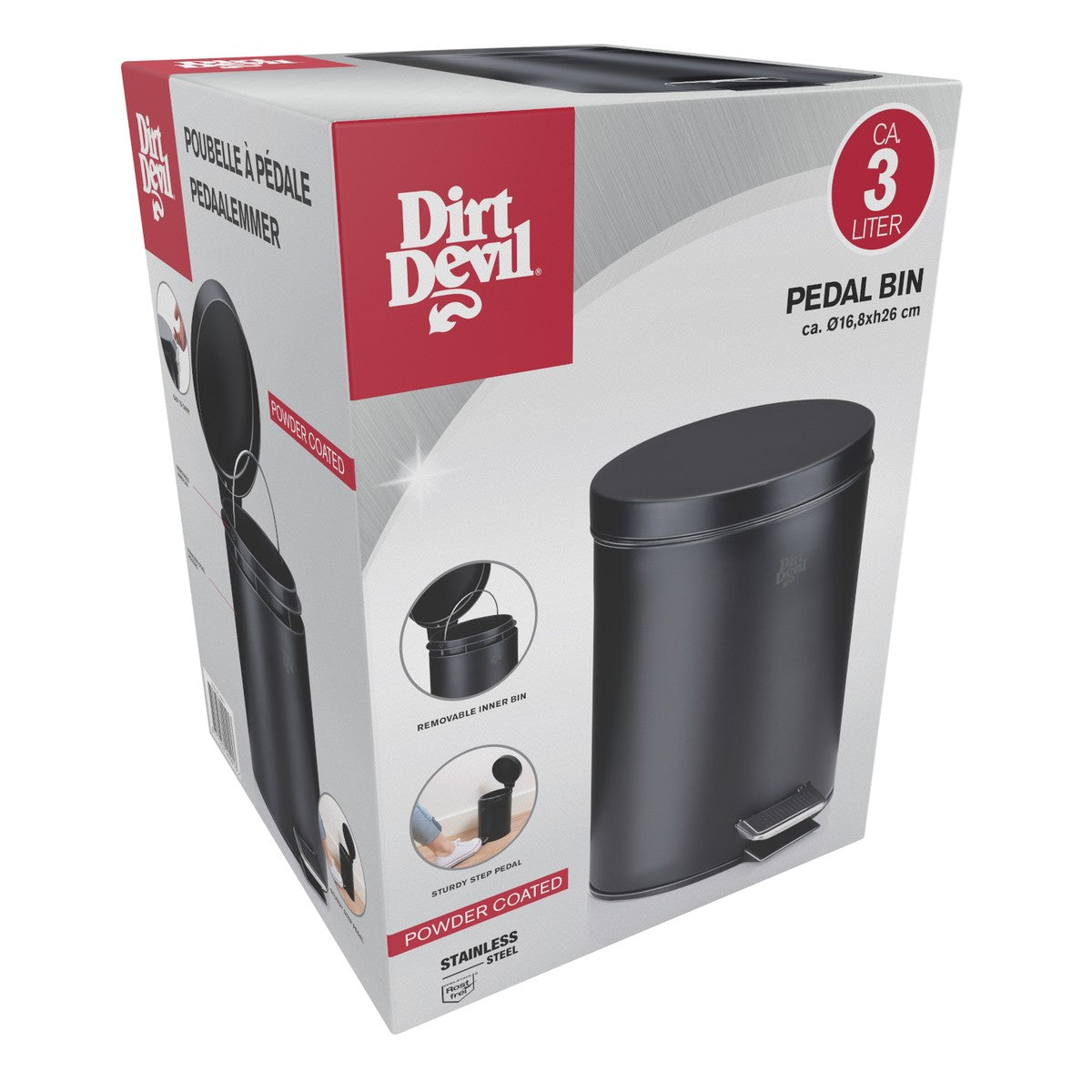 Dirt Devil Pedaalemmer 3L - Afvalemmer Badkamer en Keuken - maximondo